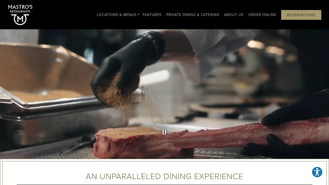 Screenshot of Mastro's website