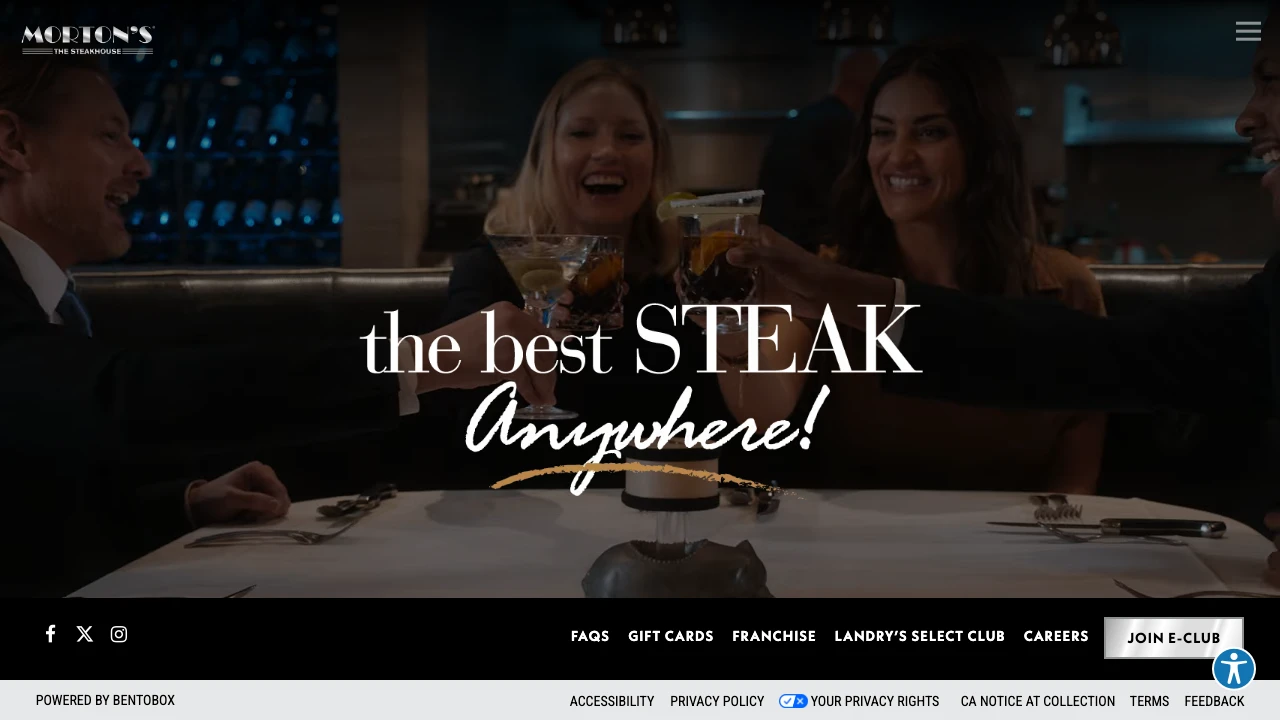 Screenshot of Morton's The Steakhouse website