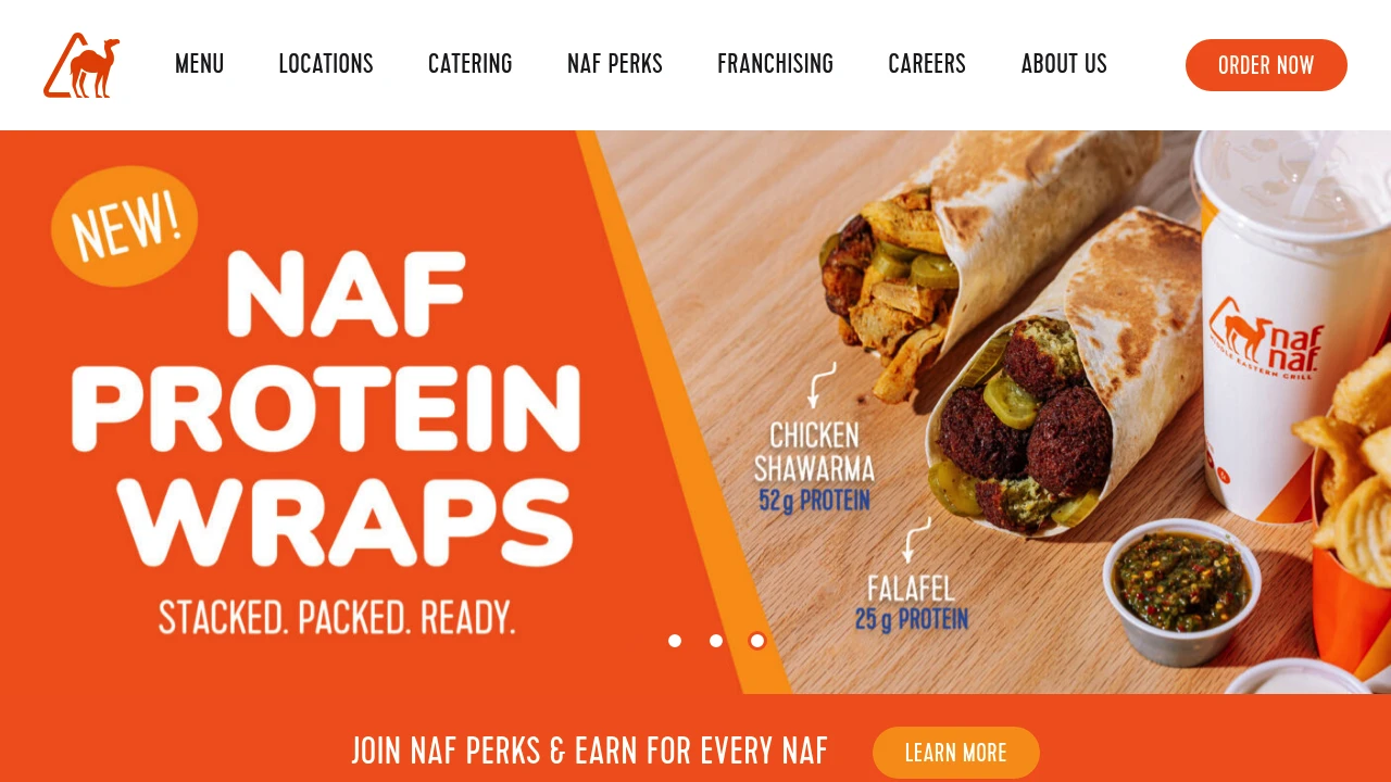 Screenshot of Naf Naf Grill website