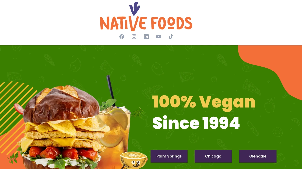 Screenshot of Native Foods website