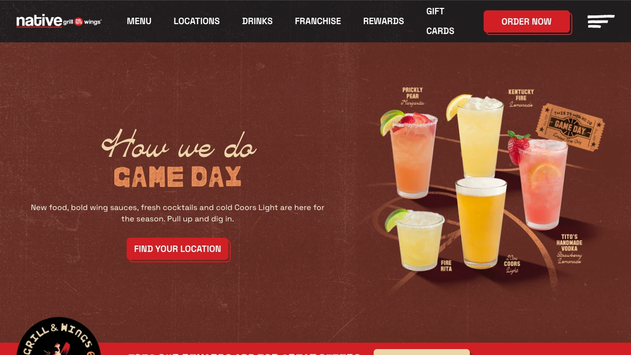 Screenshot of Native Grill & Wings website