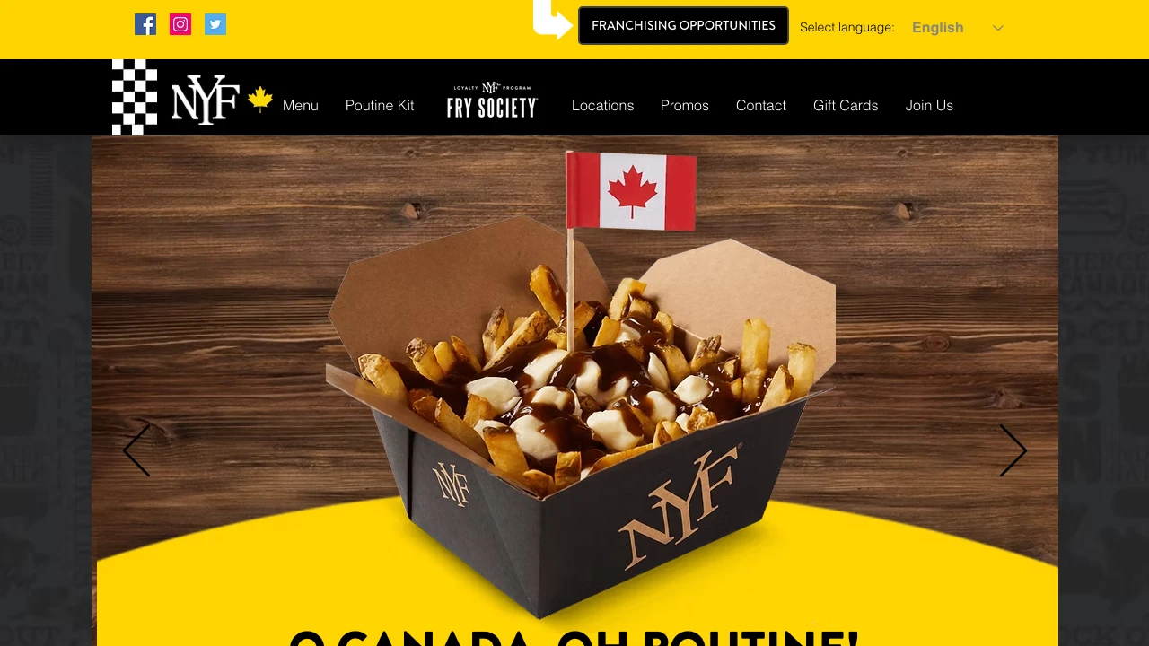 Screenshot of New York Fries website
