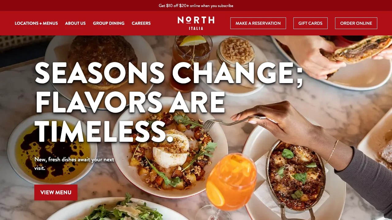 Screenshot of North Italia website