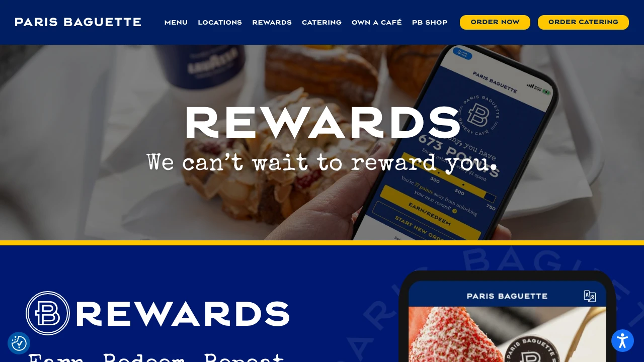 Screenshot of Paris Baguette website