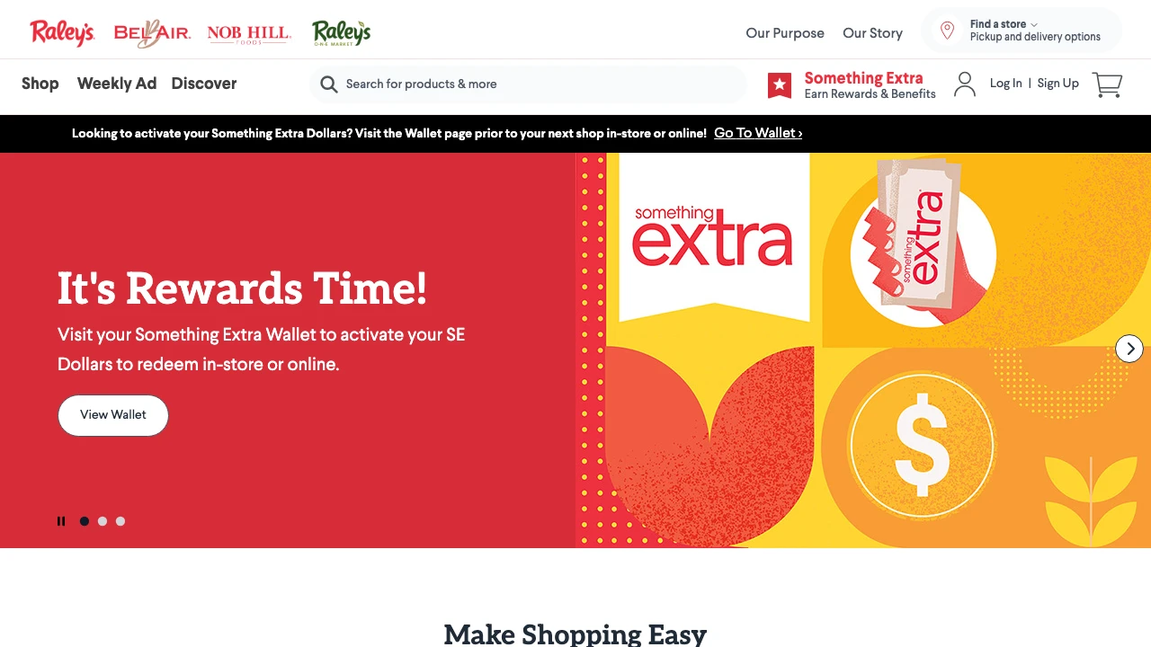Screenshot of Raley's website