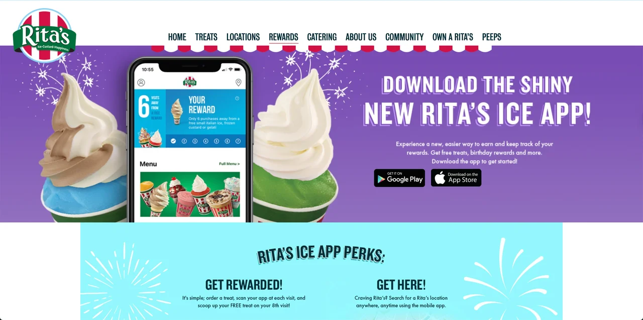 Screenshot of Rita's Italian Ice website