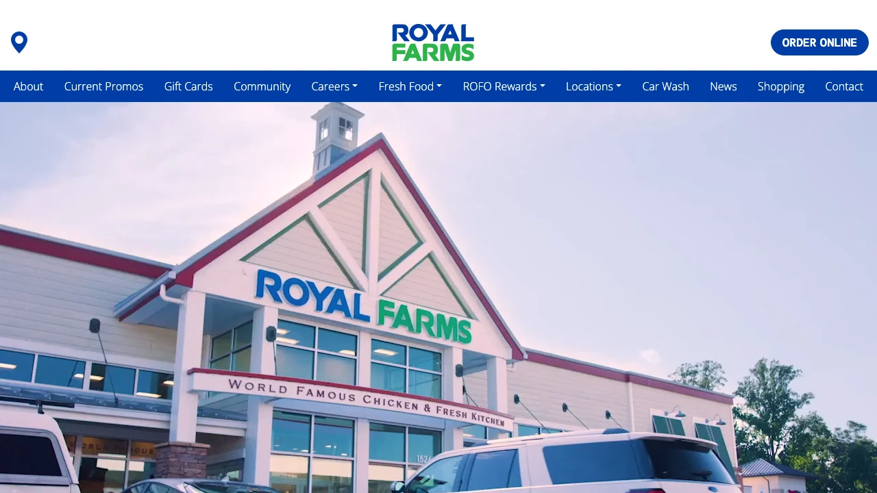 Screenshot of Royal Farms website