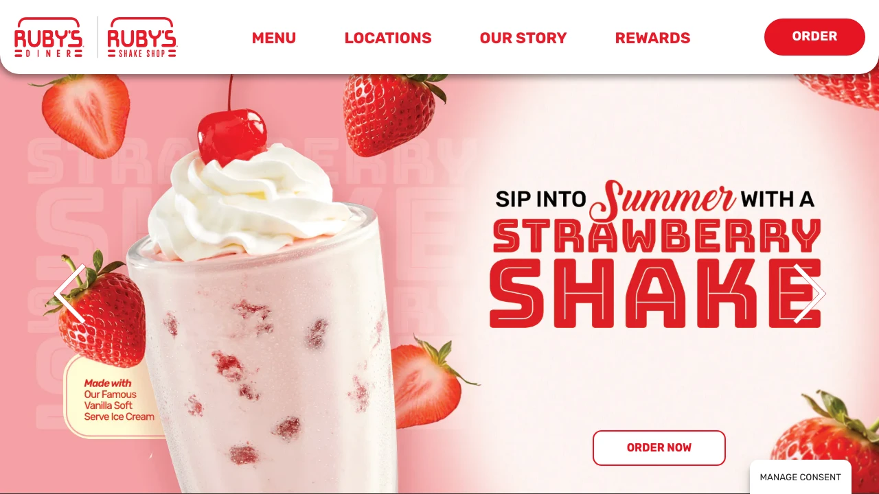 Screenshot of Ruby's Diner website