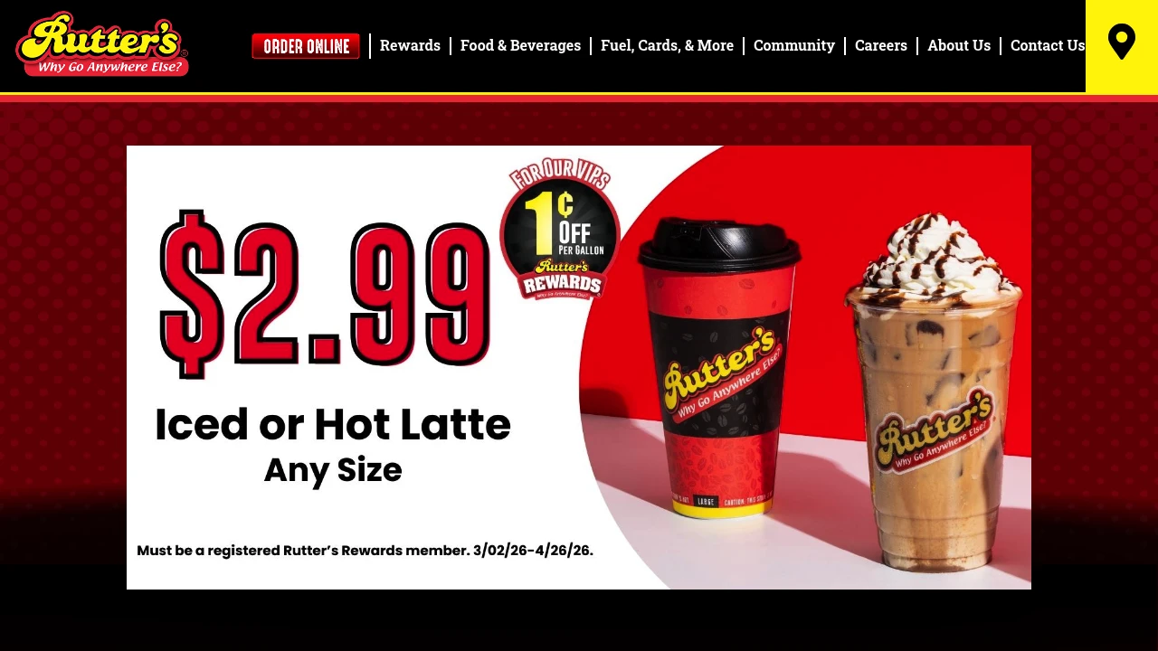 Screenshot of Rutter's website