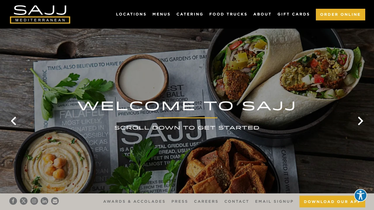 Screenshot of SAJJ Mediterranean website