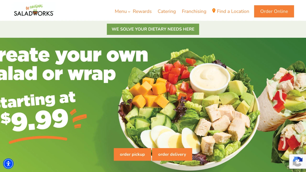 Screenshot of Saladworks website
