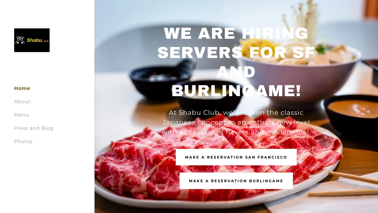 Screenshot of Shabu Club website