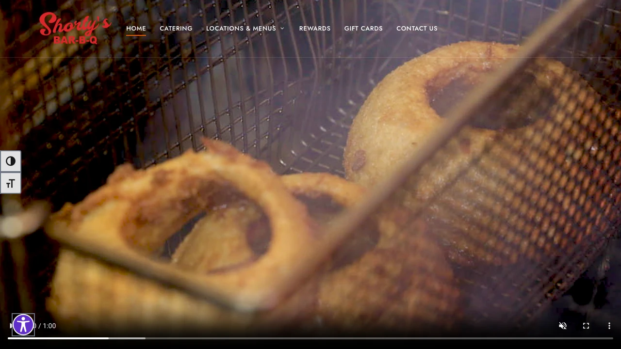 Screenshot of Shorty's BBQ website