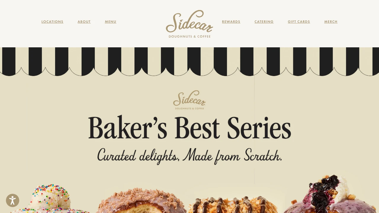 Screenshot of Sidecar Doughnuts & Coffee website