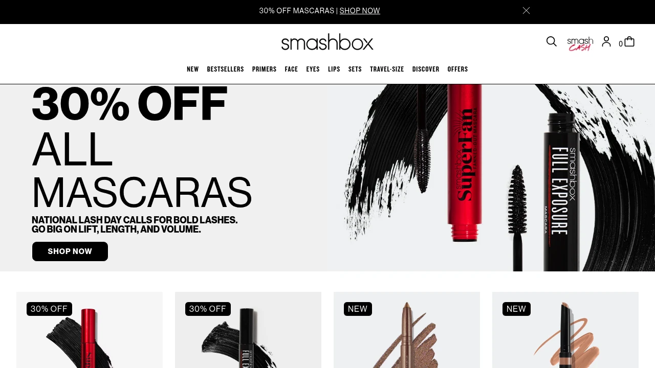 Screenshot of Smashbox website