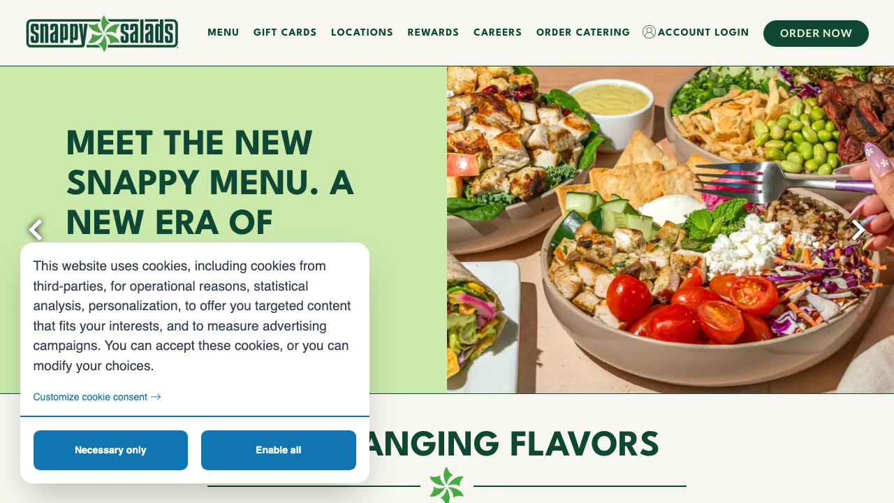 Screenshot of Snappy Salads website