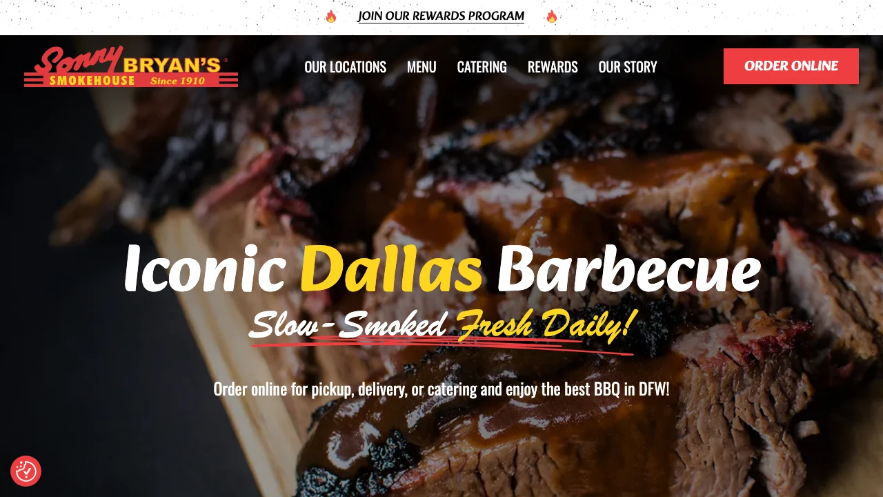 Screenshot of Sonny Bryan's Smokehouse website