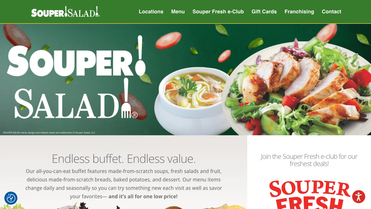 Screenshot of Souper Salad website