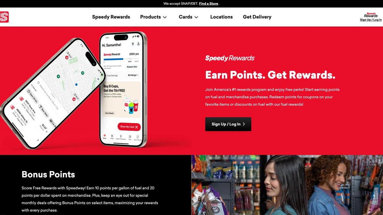 Screenshot of Speedway website