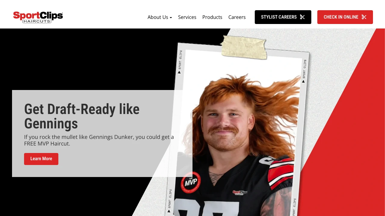 Screenshot of Sport Clips website