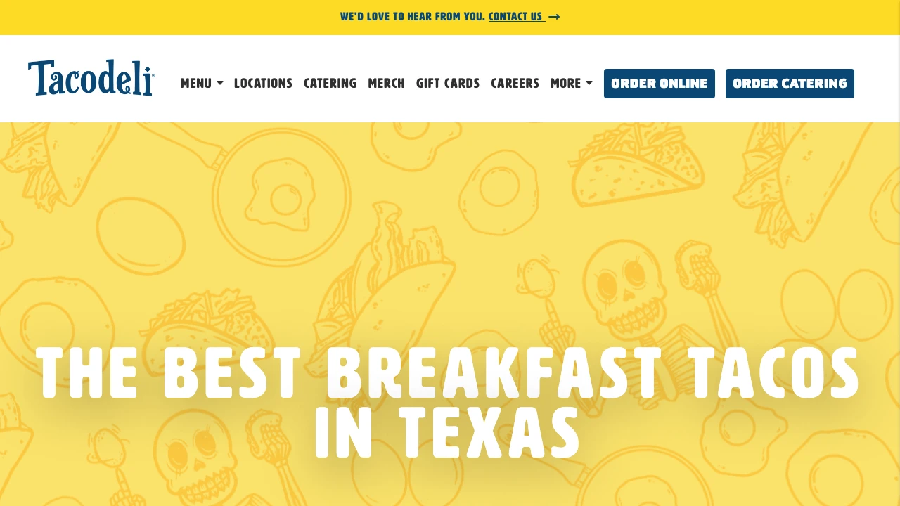 Screenshot of Tacodeli website