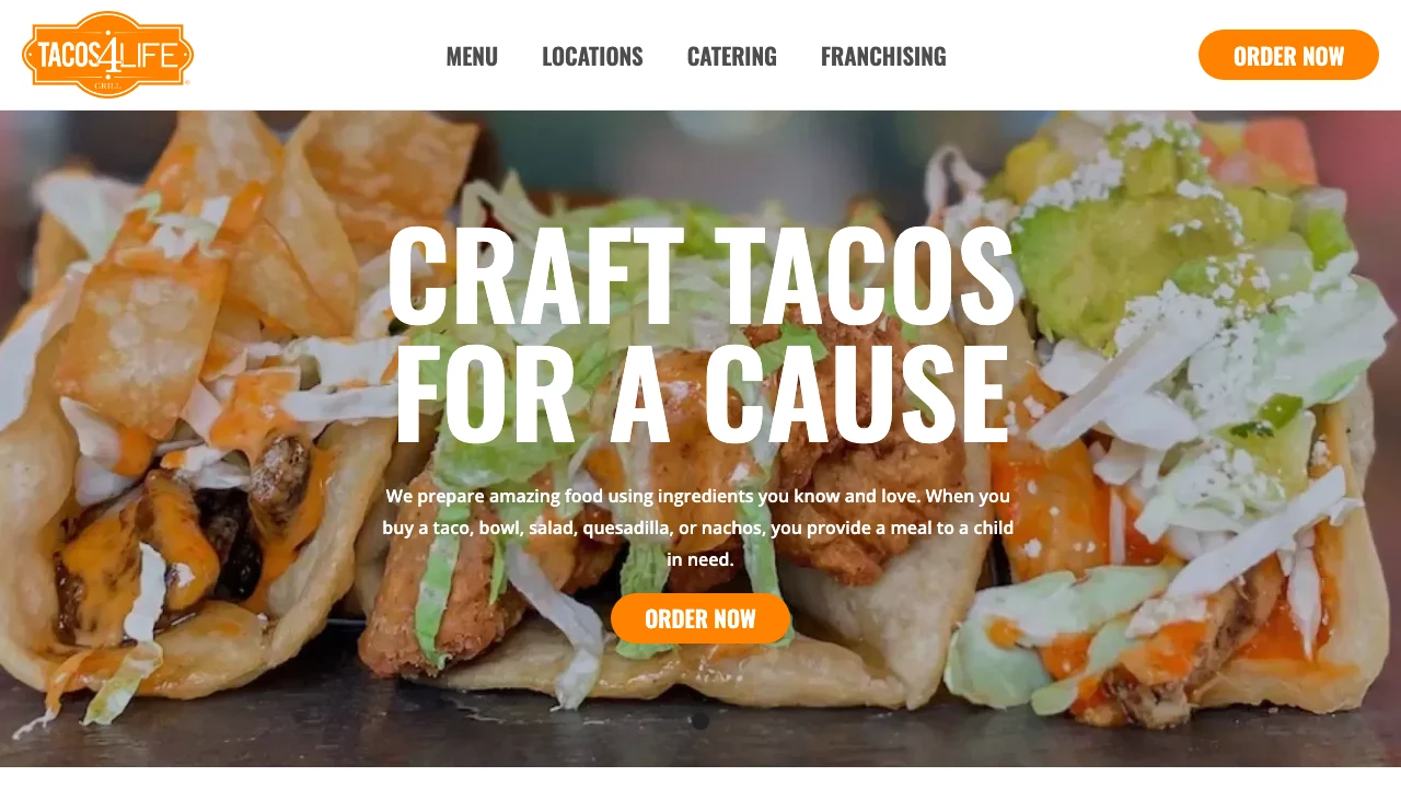 Screenshot of Tacos 4 Life website