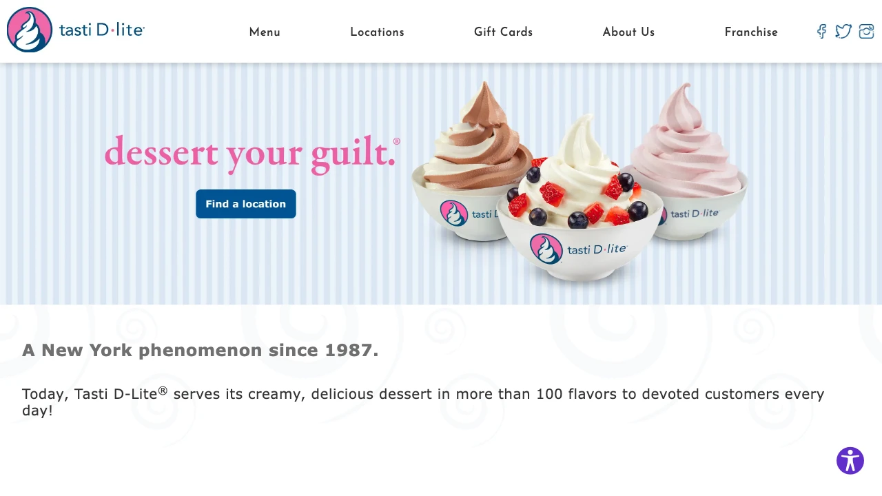 Screenshot of Tasti D-Lite website