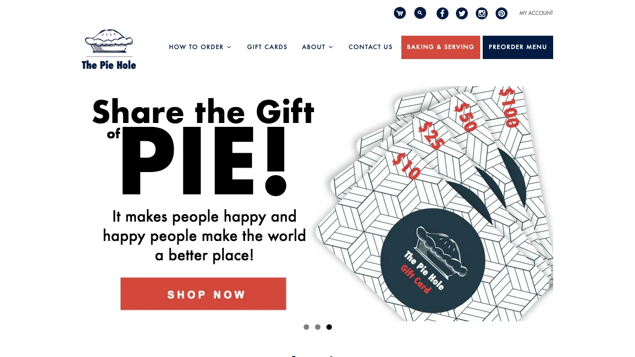 Screenshot of The Pie Hole website