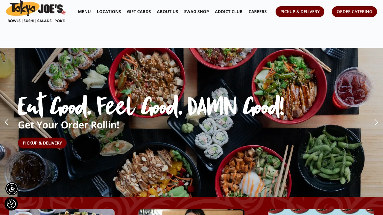 Screenshot of Tokyo Joe's website