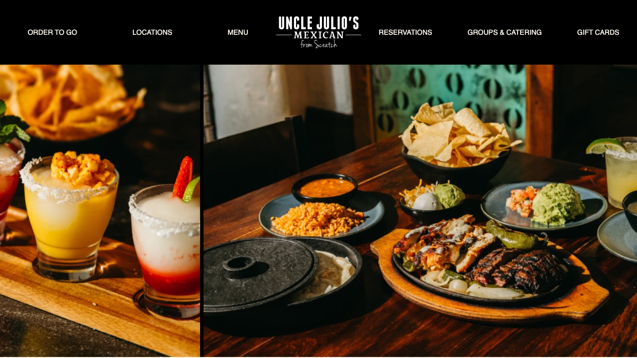 Screenshot of Uncle Julio's website