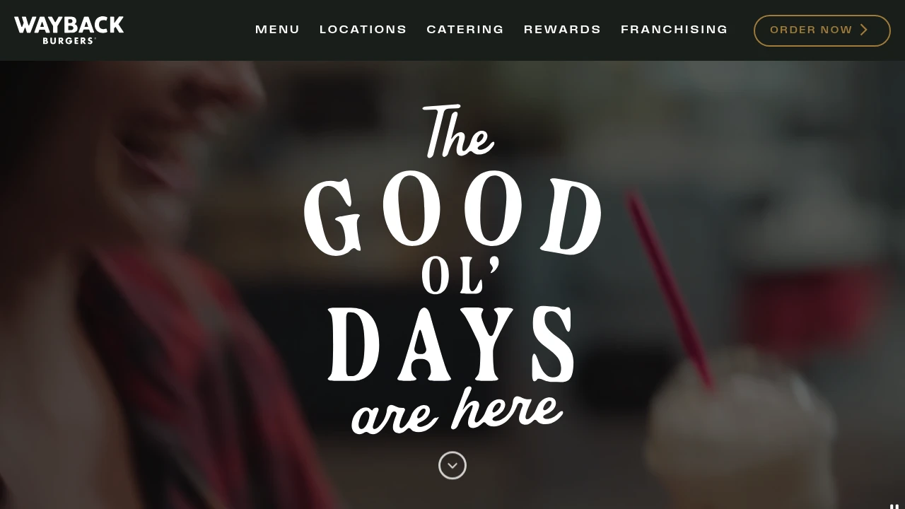 Screenshot of Wayback Burgers website