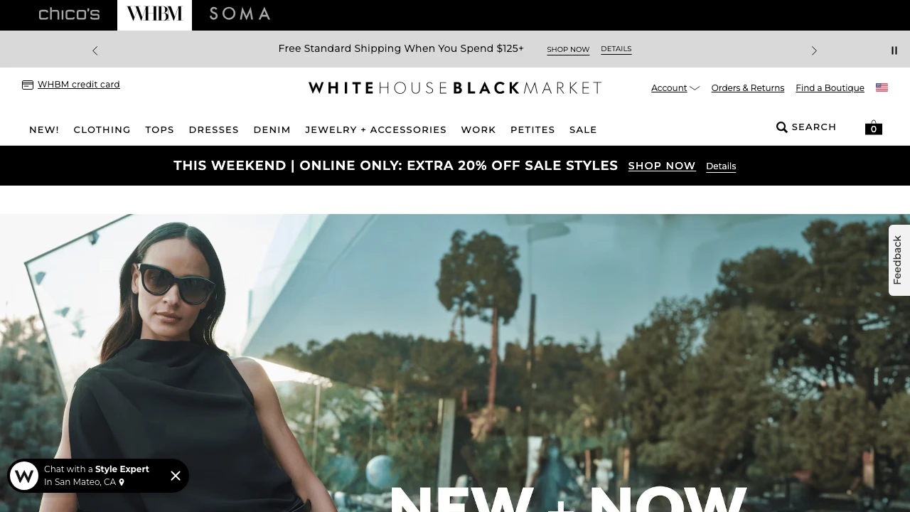 Screenshot of White House Black Market website