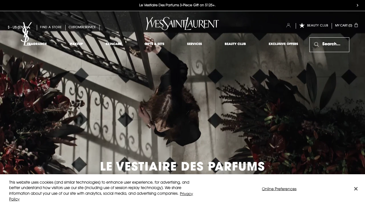 Screenshot of YSL Beauty website