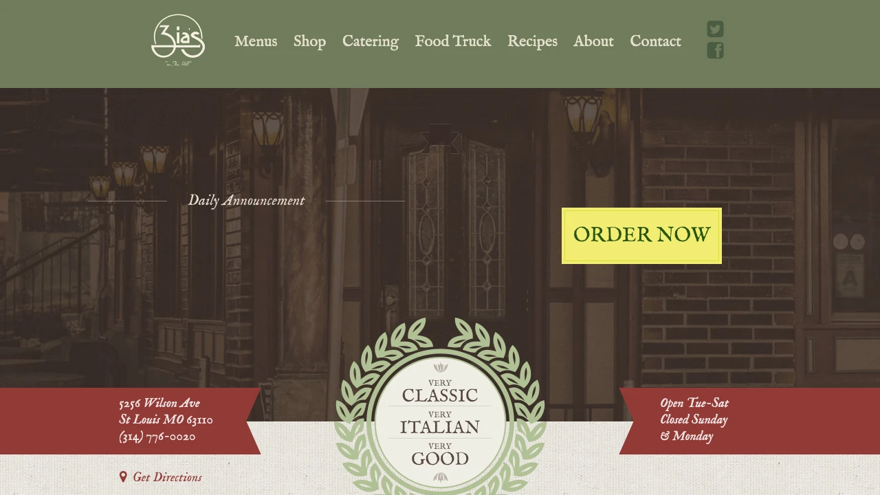 Screenshot of Zia's website