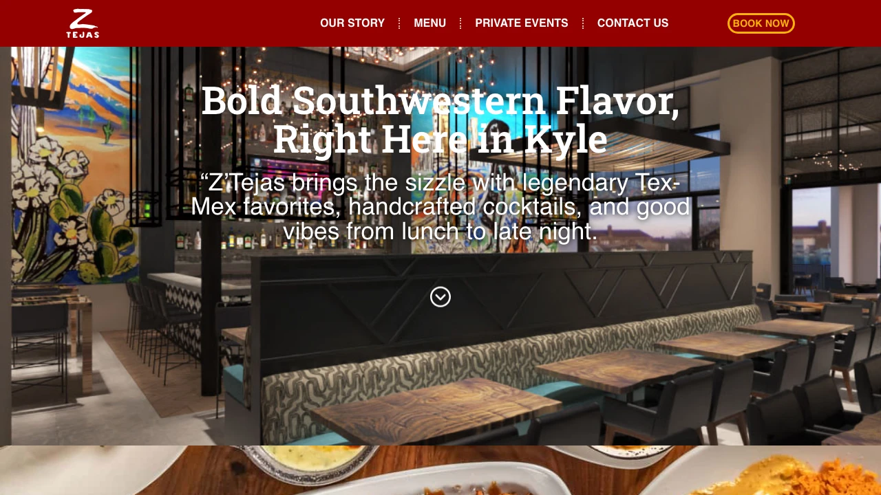 Screenshot of Z'Tejas website
